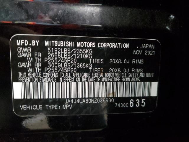 43939154 :رقم المزاد ، JA4J4UA80NZ036630 vin ، 2022 Mitsubishi Outlander Se مزاد بيع