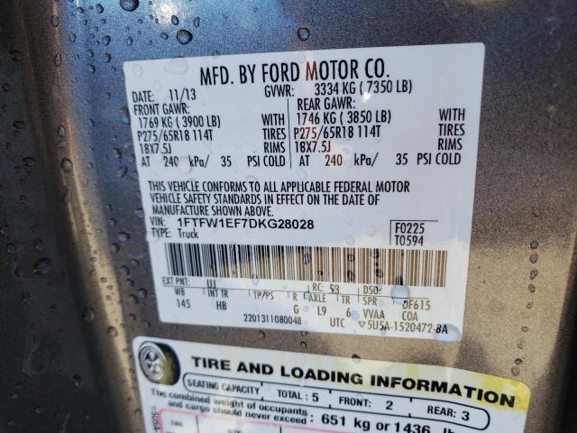 43649514 :رقم المزاد ، 1FTFW1EF7DKG28028 vin ، 2013 Ford F150 Supercrew مزاد بيع