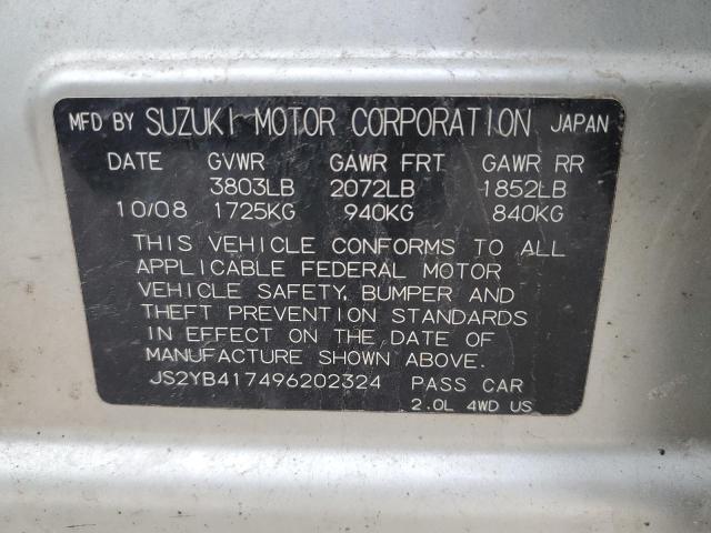 42564104 :رقم المزاد ، JS2YB417496202324 vin ، 2009 Suzuki Sx4 Touring مزاد بيع