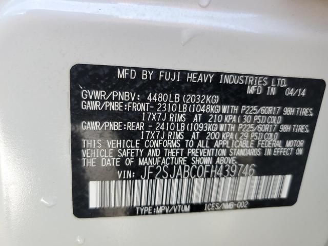 2015 Subaru Forester 2.5i მანქანა იყიდება აუქციონზე, vin: JF2SJABC0FH439746, აუქციონის ნომერი: 43771714