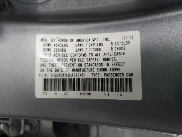 Aukcja sprzedaży 2017 Honda Accord Exl, vin: 1HGCR3F02HA017451, numer aukcji: 43675194