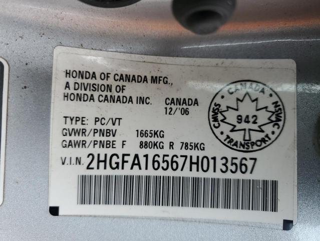 Aukcja sprzedaży 2007 Honda Civic Lx, vin: 2HGFA16567H013567, numer aukcji: 44182934