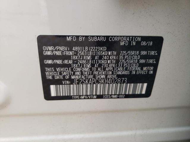 Продаж на аукціоні авто 2019 Subaru Forester Sport, vin: JF2SKAPC9KH402873, номер лоту: 42334134