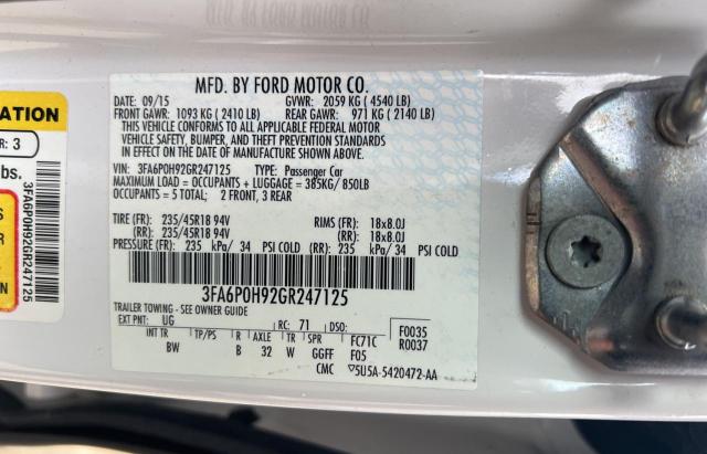 Aukcja sprzedaży 2016 Ford Fusion Se, vin: 3FA6P0H92GR247125, numer aukcji: 41491184