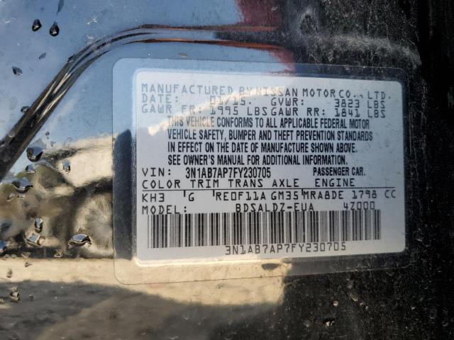 Продаж на аукціоні авто 2015 Nissan Sentra S, vin: 3N1AB7AP7FY230705, номер лоту: 43047744