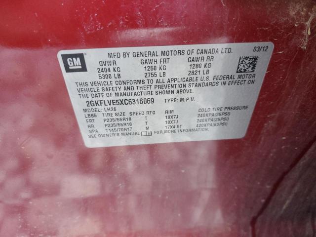 Aukcja sprzedaży 2012 Gmc Terrain Slt, vin: 2GKFLVE5XC6316069, numer aukcji: 43844844