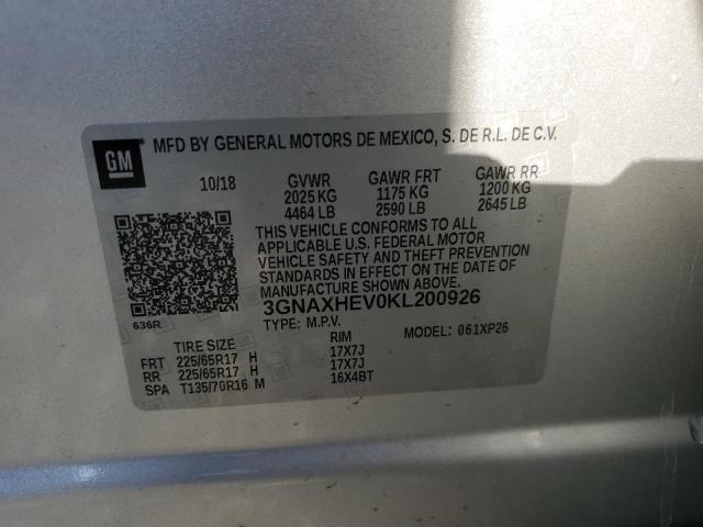 Aukcja sprzedaży 2019 Chevrolet Equinox Ls, vin: 3GNAXHEV0KL200926, numer aukcji: 43801954
