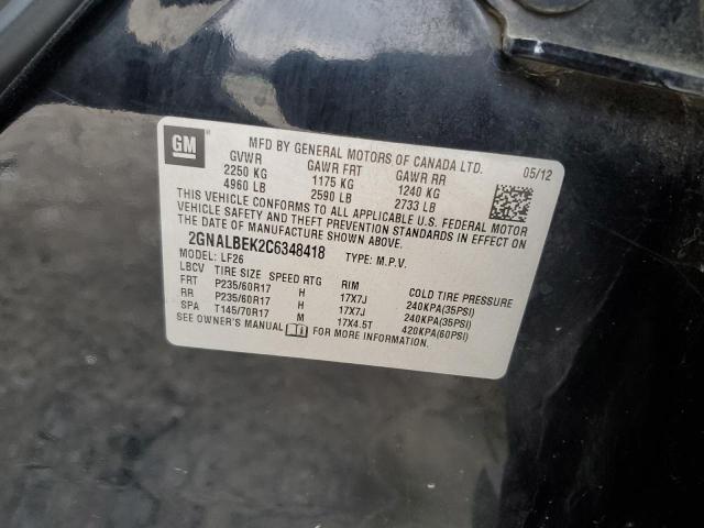 Aukcja sprzedaży 2012 Chevrolet Equinox Ls, vin: 2GNALBEK2C6348418, numer aukcji: 44625084