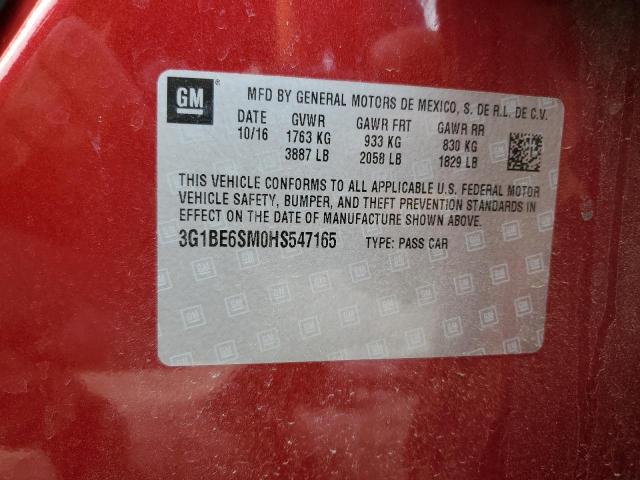 Продаж на аукціоні авто 2017 Chevrolet Cruze Lt, vin: 3G1BE6SM0HS547165, номер лоту: 43648354