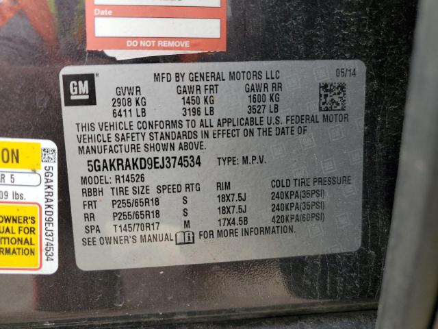 43217694 :رقم المزاد ، 5GAKRAKD9EJ374534 vin ، 2014 Buick Enclave مزاد بيع