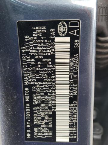 43962364 :رقم المزاد ، 2T1BURHEXGC594145 vin ، 2016 Toyota Corolla L مزاد بيع