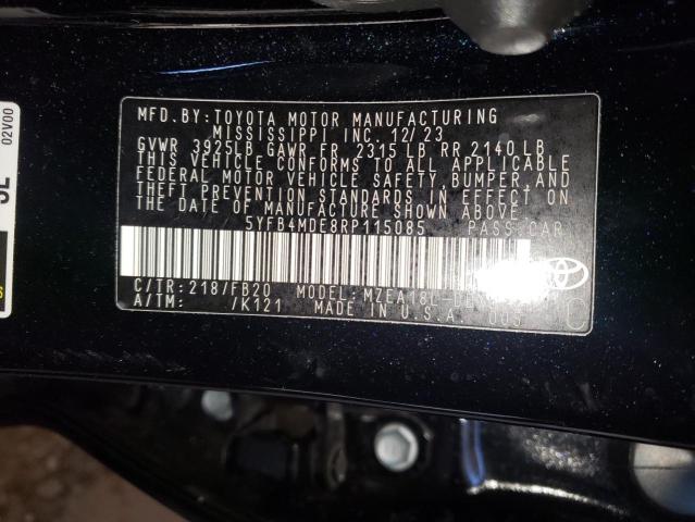 Продажа на аукционе авто 2024 Toyota Corolla Le, vin: 5YFB4MDE8RP115085, номер лота: 43947034