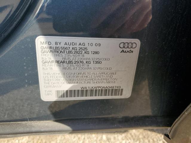 2010 Audi Q5 Premium Plus მანქანა იყიდება აუქციონზე, vin: WA1LKAFP0AA048749, აუქციონის ნომერი: 42288244