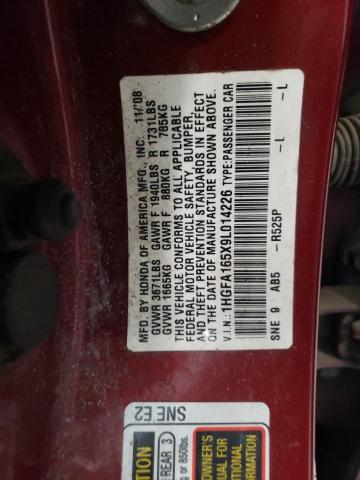 44325904 :رقم المزاد ، 1HGFA165X9L014226 vin ، 2009 Honda Civic Lx مزاد بيع