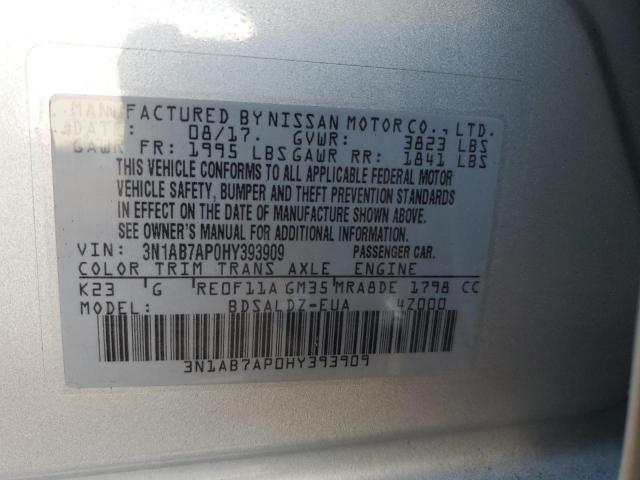 Aukcja sprzedaży 2017 Nissan Sentra S, vin: 3N1AB7AP0HY393909, numer aukcji: 43844294
