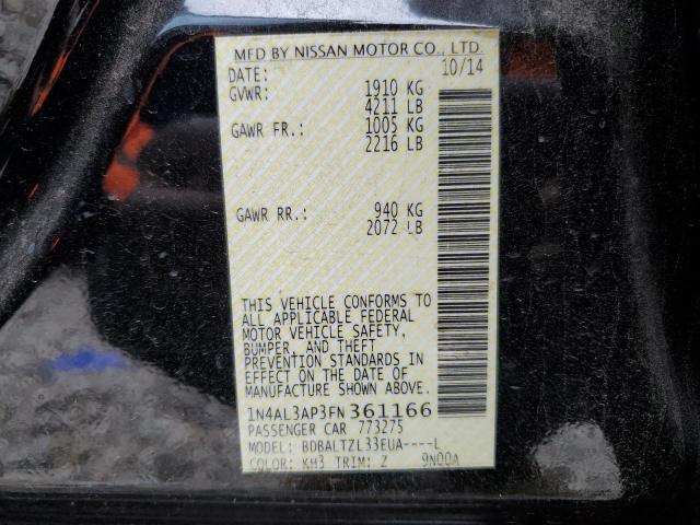 Aukcja sprzedaży 2015 Nissan Altima 2.5, vin: 1N4AL3AP3FN361166, numer aukcji: 44462364