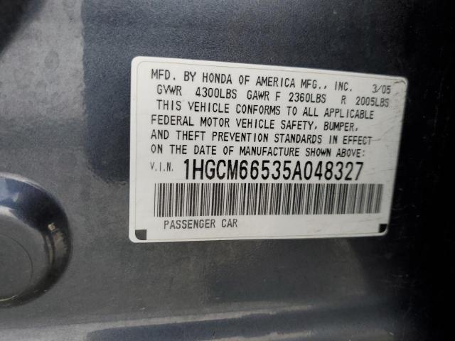 Продаж на аукціоні авто 2005 Honda Accord Ex, vin: 1HGCM66535A048327, номер лоту: 43644014