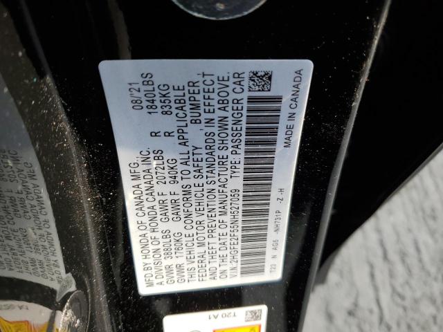 43820434 :رقم المزاد ، 2HGFE2F55NH527059 vin ، 2022 Honda Civic Sport مزاد بيع