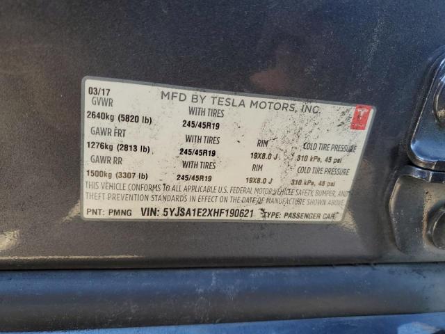 Aukcja sprzedaży 2017 Tesla Model S, vin: 5YJSA1E2XHF190621, numer aukcji: 41247774