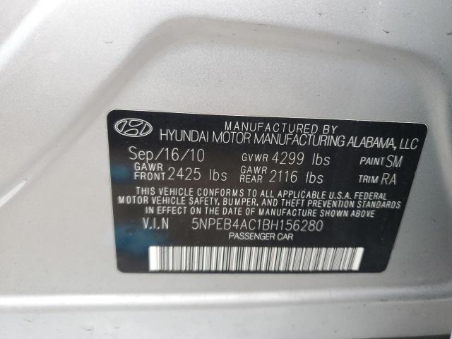 42187244 :رقم المزاد ، 5NPEB4AC1BH156280 vin ، 2011 Hyundai Sonata Gls مزاد بيع