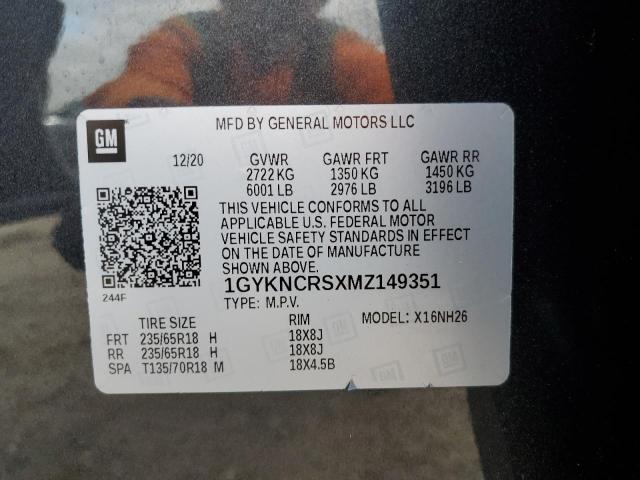 Aukcja sprzedaży 2021 Cadillac Xt5 Premium Luxury, vin: 1GYKNCRSXMZ149351, numer aukcji: 42697204