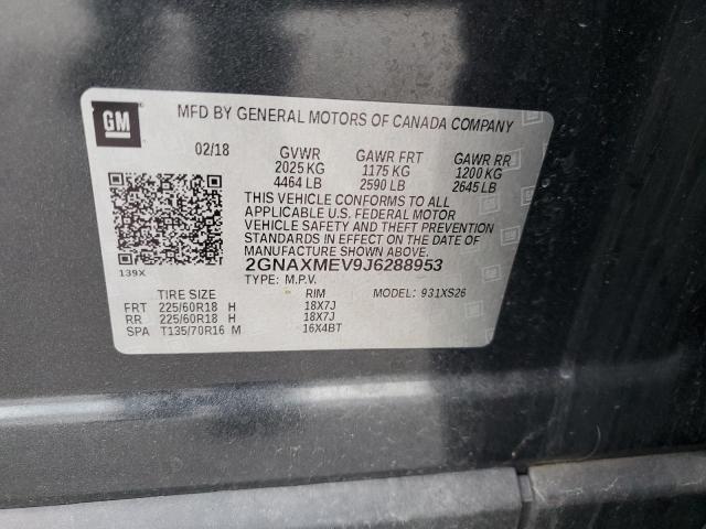 Aukcja sprzedaży 2018 Chevrolet Equinox Premier, vin: 2GNAXMEV9J6288953, numer aukcji: 44976994