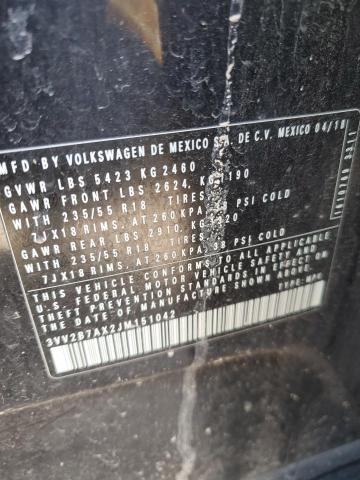 2018 Volkswagen Tiguan Se მანქანა იყიდება აუქციონზე, vin: 3VV2B7AX2JM151042, აუქციონის ნომერი: 43416474