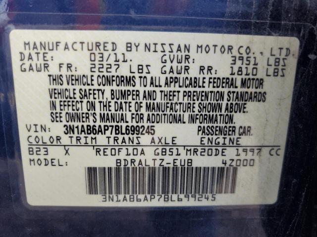 Продаж на аукціоні авто 2011 Nissan Sentra 2.0, vin: 3N1AB6AP7BL699245, номер лоту: 43645404