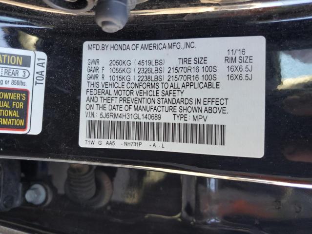 2016 Honda Cr-v Lx მანქანა იყიდება აუქციონზე, vin: 5J6RM4H31GL140689, აუქციონის ნომერი: 44946244