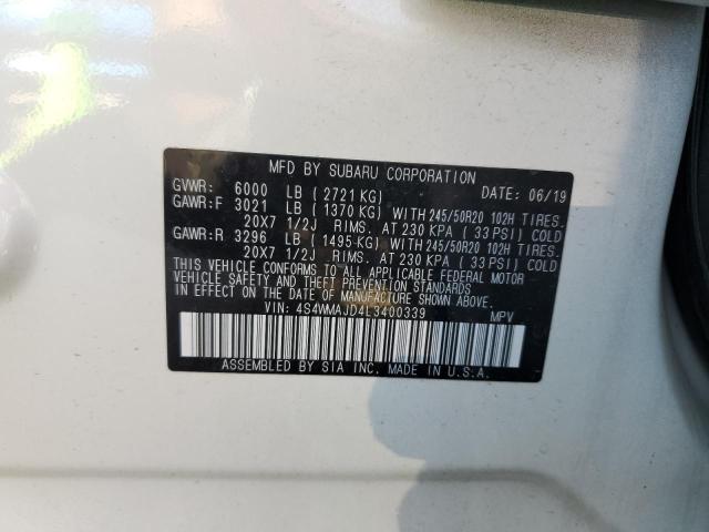 43633594 :رقم المزاد ، 4S4WMAJD4L3400339 vin ، 2020 Subaru Ascent Limited مزاد بيع