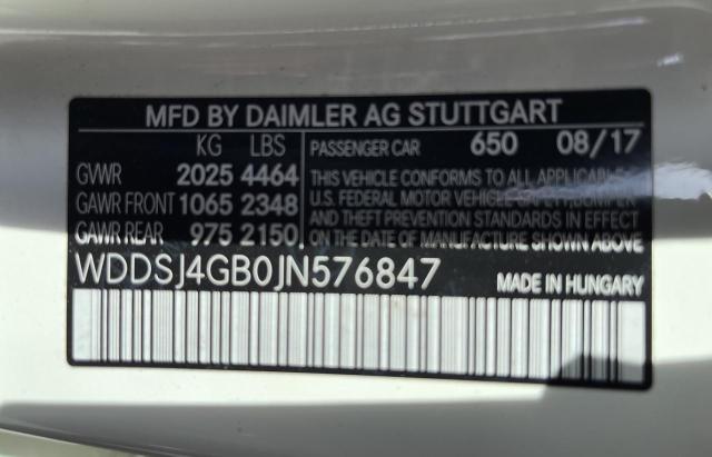 42260174 :رقم المزاد ، WDDSJ4GB0JN576847 vin ، 2018 Mercedes-benz Cla 250 4matic مزاد بيع