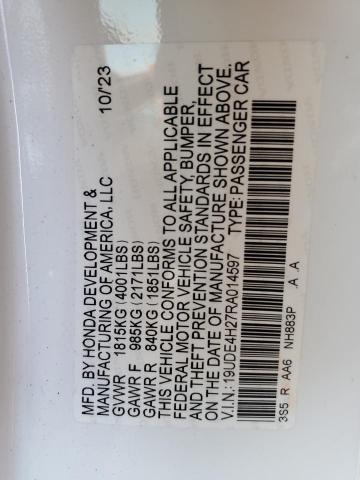 Aukcja sprzedaży 2024 Acura Integra, vin: 19UDE4H27RA014597, numer aukcji: 43814904
