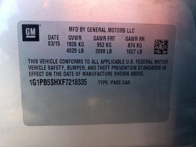 Продаж на аукціоні авто 2015 Chevrolet Cruze, vin: 1G1PB5SHXF7218335, номер лоту: 42316164
