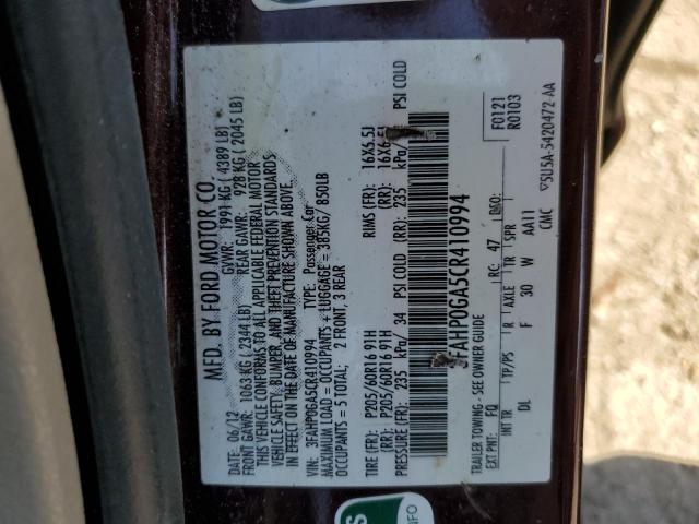 Aukcja sprzedaży 2012 Ford Fusion S, vin: 3FAHP0GA5CR410994, numer aukcji: 43953124