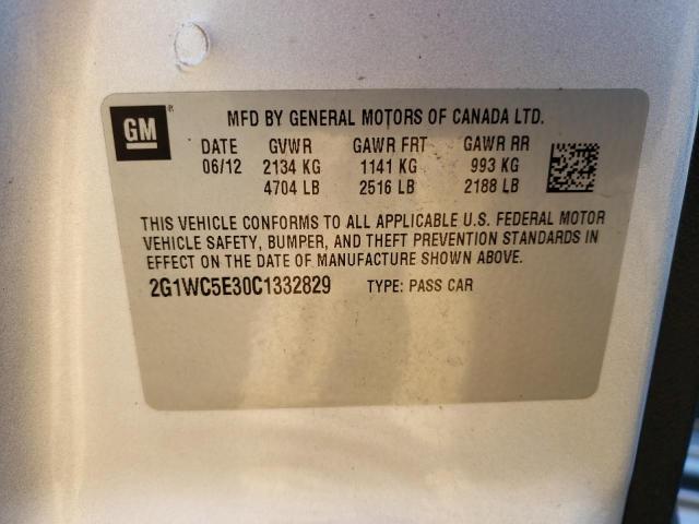 Auction sale of the 2012 Chevrolet Impala Ltz, vin: 2G1WC5E30C1332829, lot number: 43779164