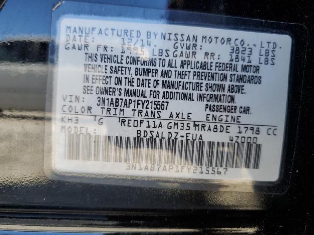 42915134 :رقم المزاد ، 3N1AB7AP1FY215567 vin ، 2015 Nissan Sentra S مزاد بيع
