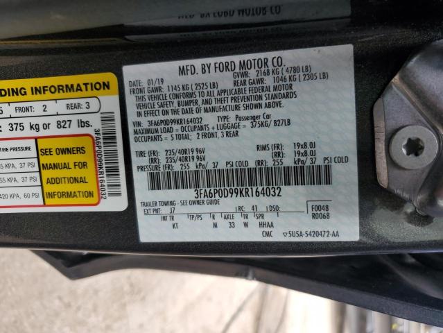 Aukcja sprzedaży 2019 Ford Fusion Titanium, vin: 3FA6P0D99KR164032, numer aukcji: 44551894