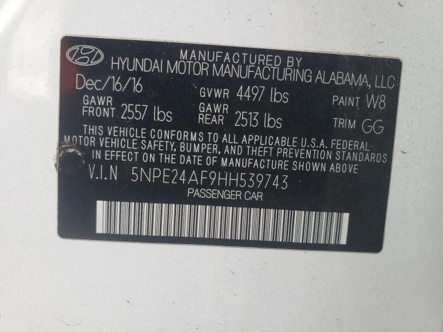 Aukcja sprzedaży 2017 Hyundai Sonata Se, vin: 5NPE24AF9HH539743, numer aukcji: 43020554