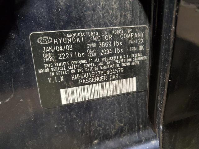42259664 :رقم المزاد ، KMHDU46D78U404579 vin ، 2008 Hyundai Elantra Gls مزاد بيع
