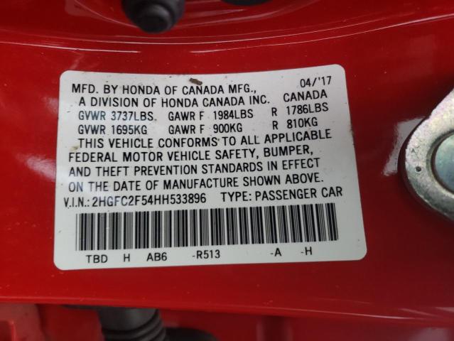 Продажа на аукционе авто 2017 Honda Civic Lx, vin: 2HGFC2F54HH533896, номер лота: 44040024