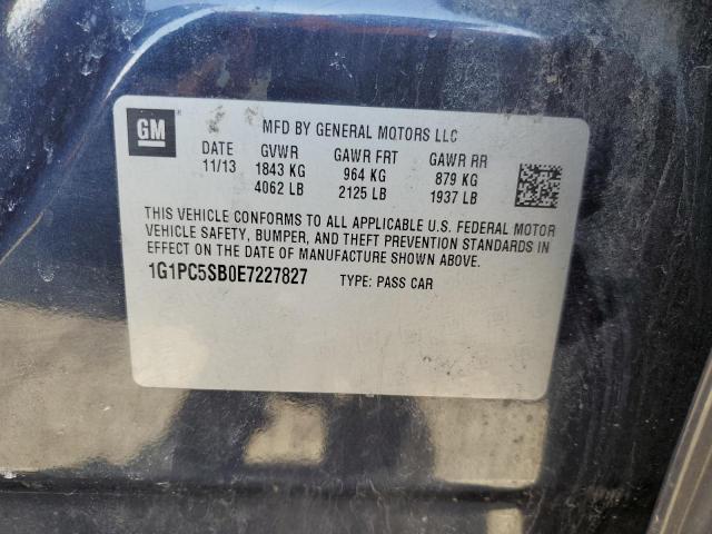 2014 Chevrolet Cruze Lt მანქანა იყიდება აუქციონზე, vin: 1G1PC5SB0E7227827, აუქციონის ნომერი: 43340704
