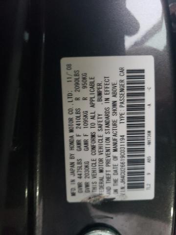 40879864 :رقم المزاد ، JH4CU26619C031194 vin ، 2009 Acura Tsx مزاد بيع