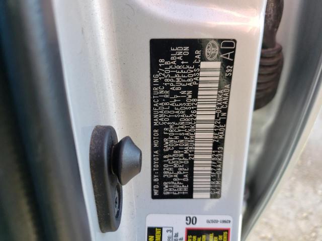 43807754 :رقم المزاد ، 2T1BURHE0KC226128 vin ، 2019 Toyota Corolla L مزاد بيع