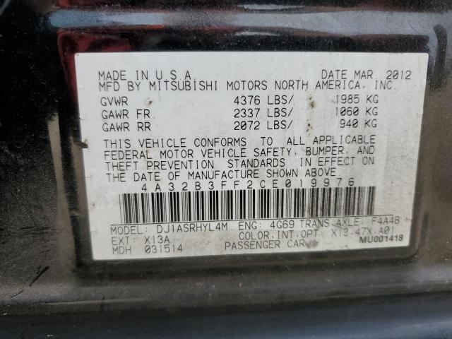 43746824 :رقم المزاد ، 4A32B3FF2CE019976 vin ، 2012 Mitsubishi Galant Es مزاد بيع