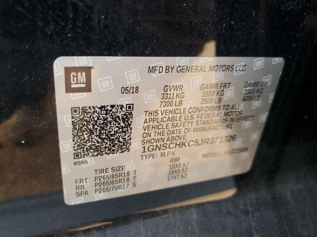 Продаж на аукціоні авто 2018 Chevrolet Suburban C1500 Lt, vin: 1GNSCHKC5JR371326, номер лоту: 43058914