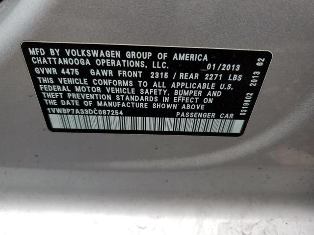 Продаж на аукціоні авто 2013 Volkswagen Passat Se, vin: 1VWBP7A33DC087254, номер лоту: 43617904