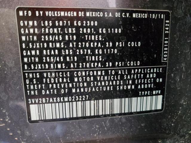 Aukcja sprzedaży 2019 Volkswagen Tiguan Se, vin: 3VV2B7AX8KM023227, numer aukcji: 44477184