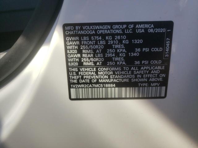Aukcja sprzedaży 2021 Volkswagen Atlas Se, vin: 1V2WR2CA7MC518884, numer aukcji: 45124264