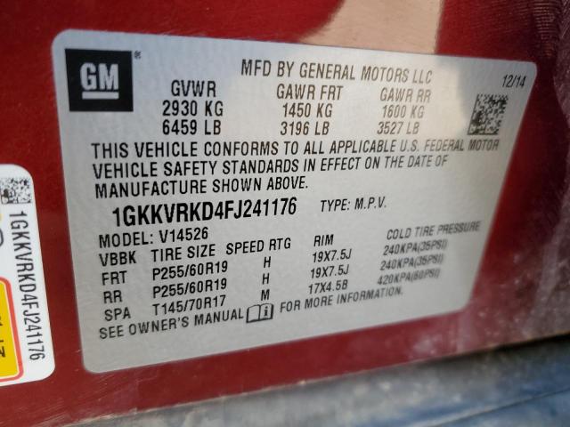 2015 Gmc Acadia Slt-1 მანქანა იყიდება აუქციონზე, vin: 1GKKVRKD4FJ241176, აუქციონის ნომერი: 41484734