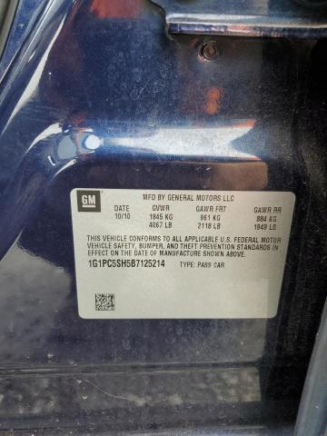 43777494 :رقم المزاد ، 1G1PC5SH5B7125214 vin ، 2011 Chevrolet Cruze Ls مزاد بيع
